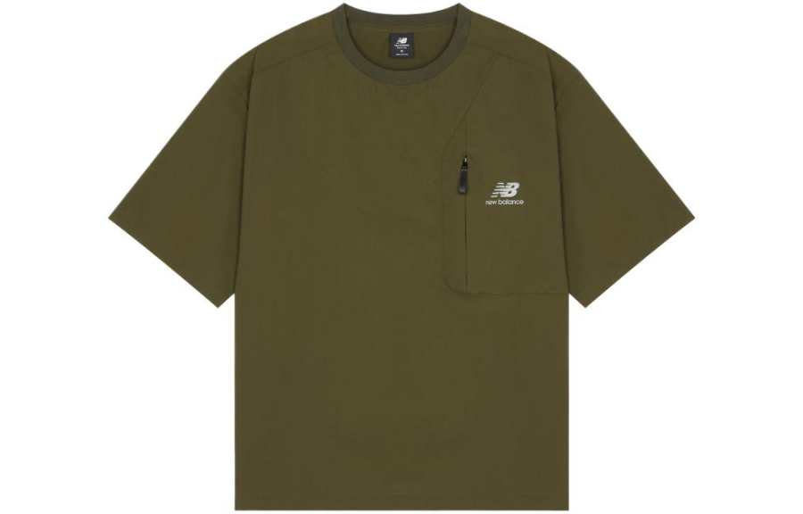 New Balance New Balance T Shirts Men's Green Crew Neck Moderate Straight Fit