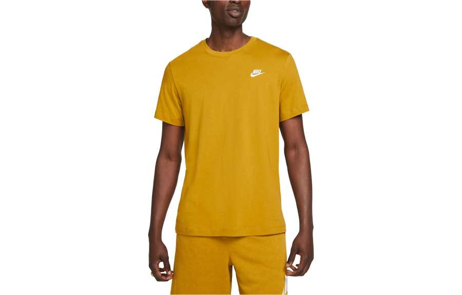 Nike Nike T Shirts Men's Yellow Crew Neck Moderate Straight Fit