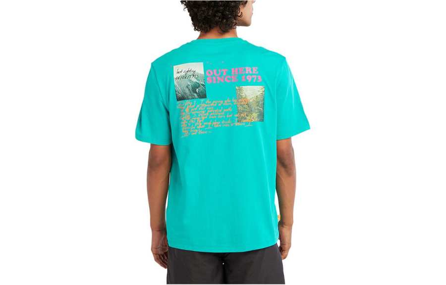Timberland T Shirts Men's Colombia Green Crew Neck Moderate Straight Fit