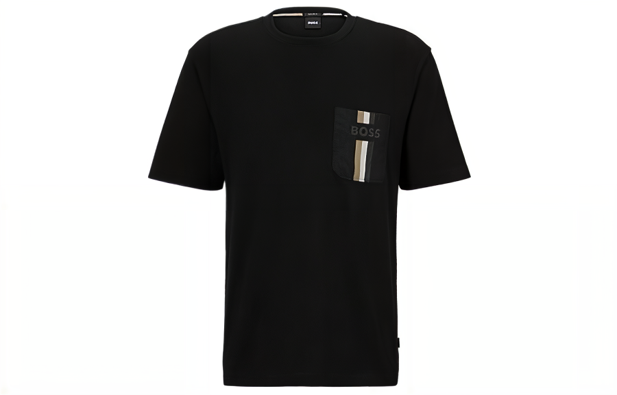 HUGO BOSS T Shirts Men's Black Crew Neck Moderate Straight Fit