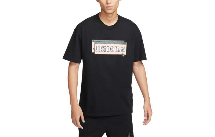 Nike Nike T Shirts Men's Black Crew Neck Moderate Straight Fit