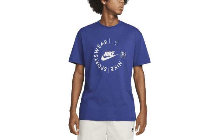 Nike Nike T Shirts Men's Blue Crew Neck Moderate Straight Fit