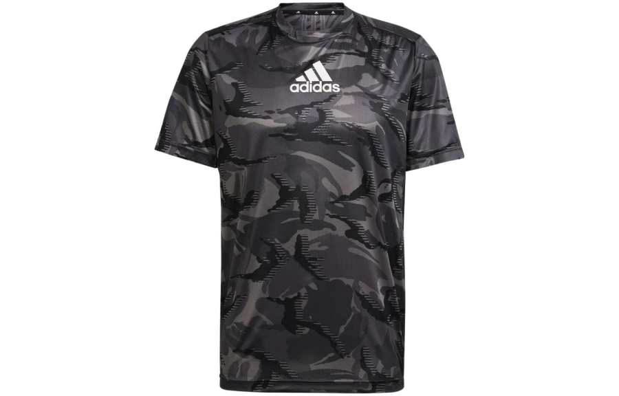 Adidas Adidas T Shirts Men's Gray Green Crew Neck Moderate Straight Fit