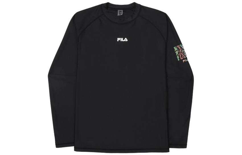 FILA T Shirts Men's Black Crew Neck Moderate Straight Fit