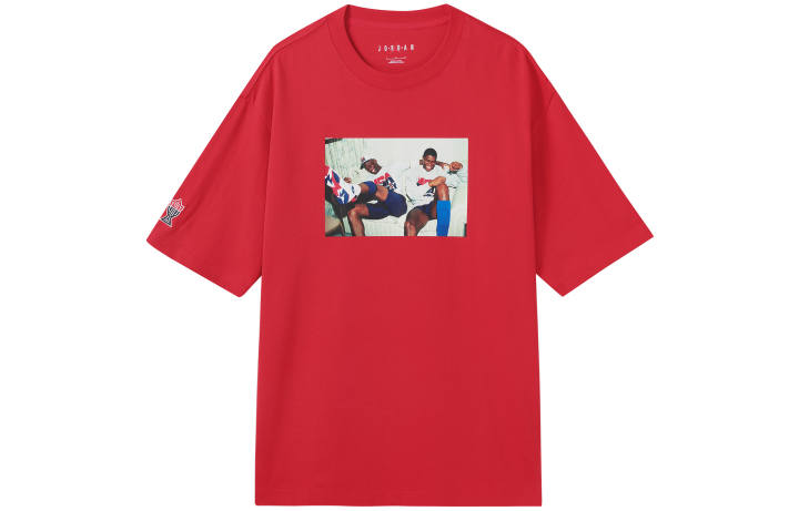 Jordan Jordan T Shirts Men's Red Crew Neck Moderate Straight Fit