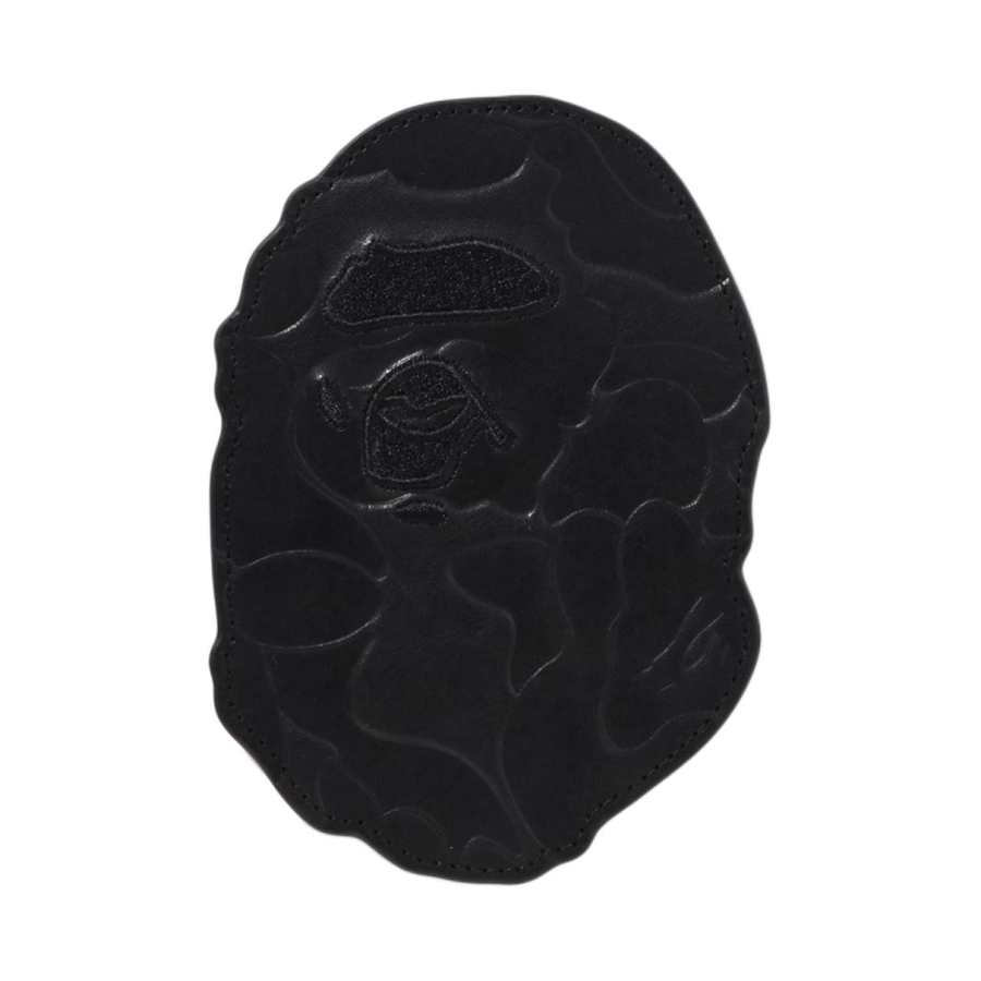 A BATHING APE Cow Leather Card Holder Unisex Black