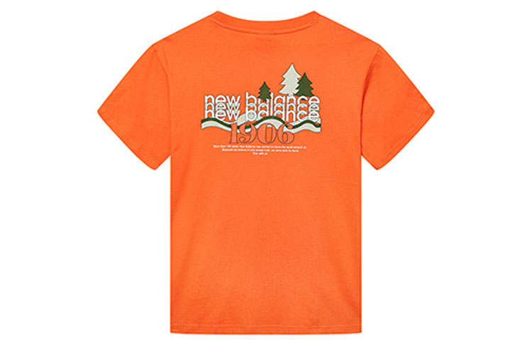 New Balance New Balance T Shirts Men's Orange Crew Neck Moderate Straight Fit