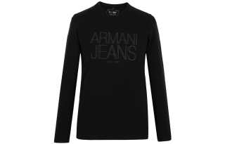 ARMANI JEANS T Shirts Men's Black Crew Neck Moderate Straight Fit