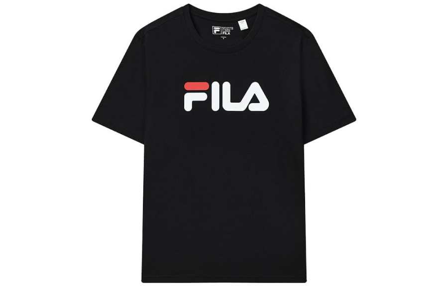 FILA T Shirts Unisex Black Crew Neck Moderate Straight Fit