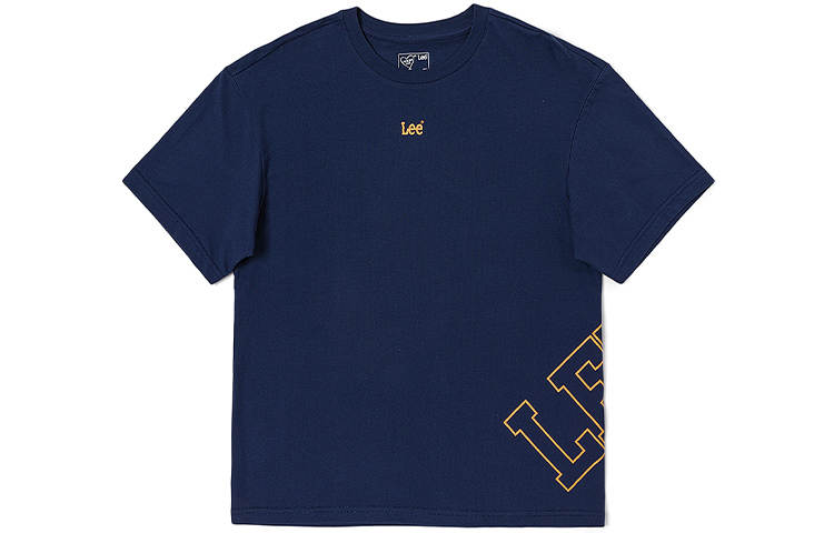 Lee T Shirts Unisex Navy Blue Crew Neck Moderate Straight Fit