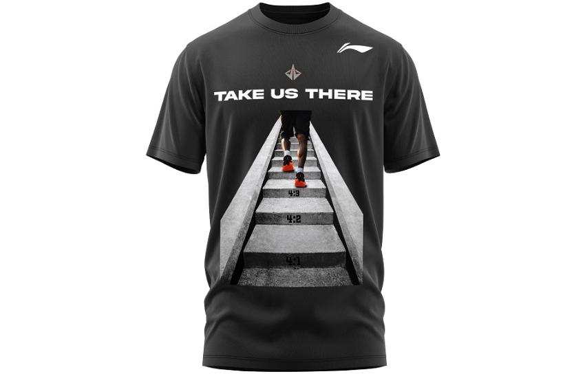 Li-Ning Li Ning Sports Basketball Collection T Shirts Unisex Black Crew Neck Moderate