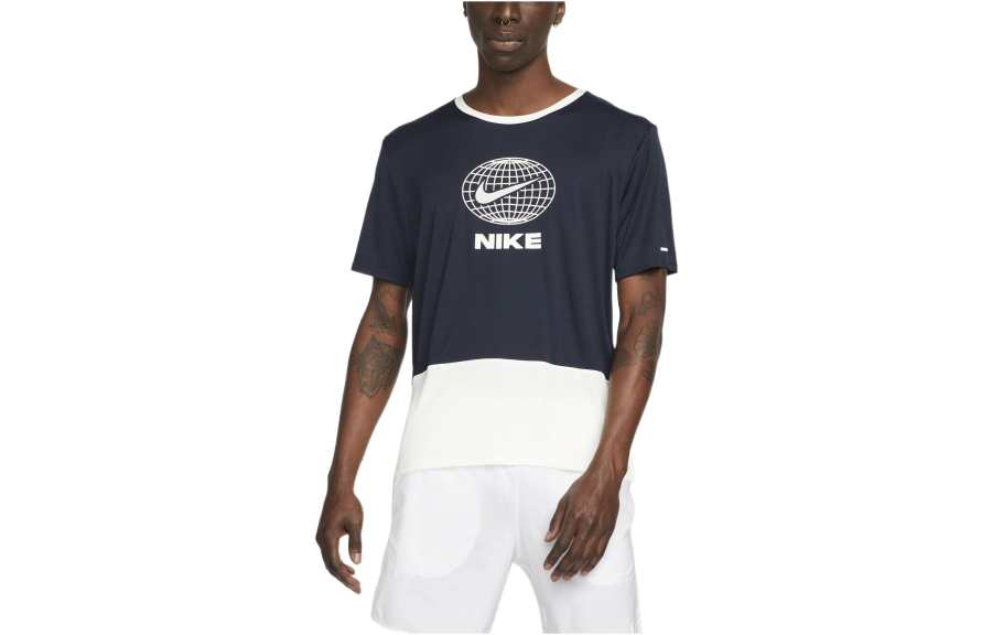 Nike Nike T Shirts Men's Dark Blue Crew Neck Moderate Straight Fit