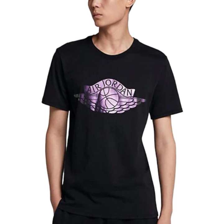 Jordan Jordan T Shirts Men's Black Crew Neck Moderate Straight Fit