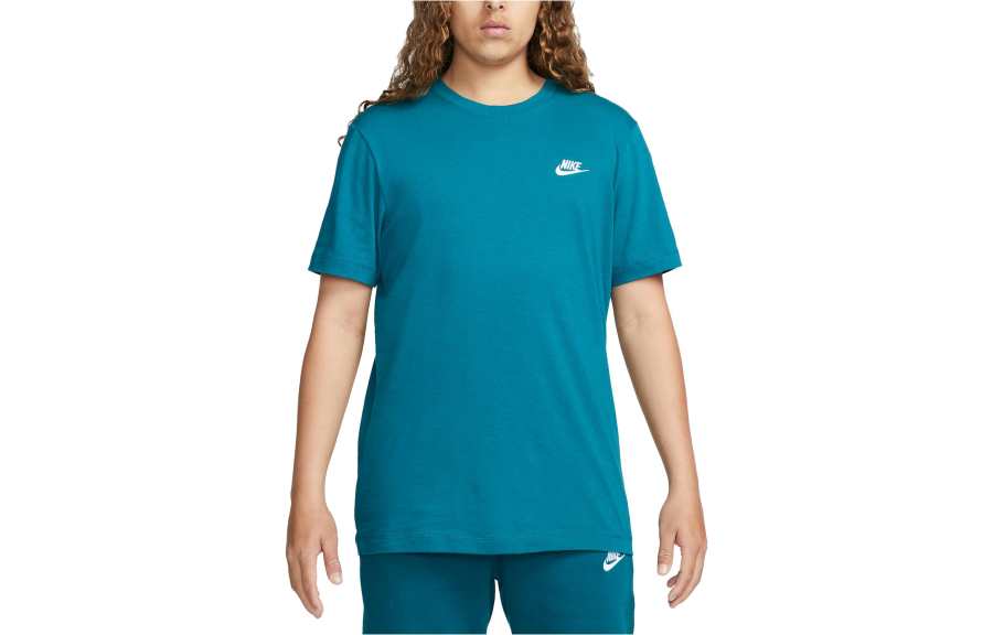 Nike Nike T Shirts Men's Earthy Blue Crew Neck Moderate Straight Fit