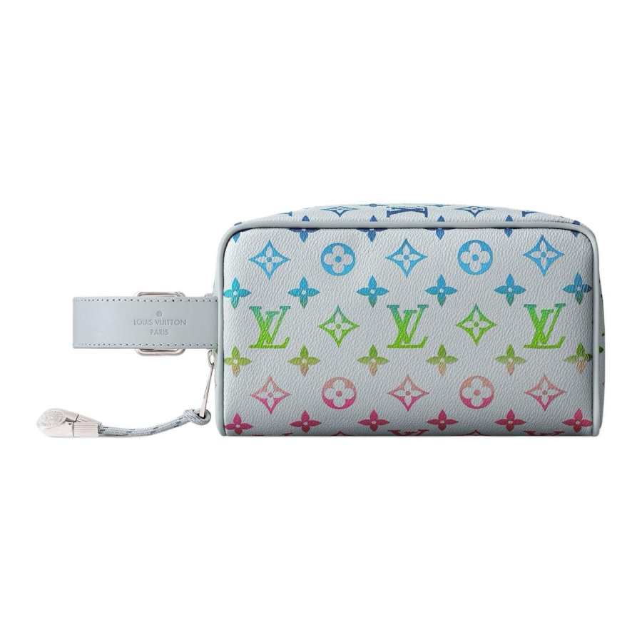 LOUIS VUITTON Leather Trim Clutch Unisex White Print