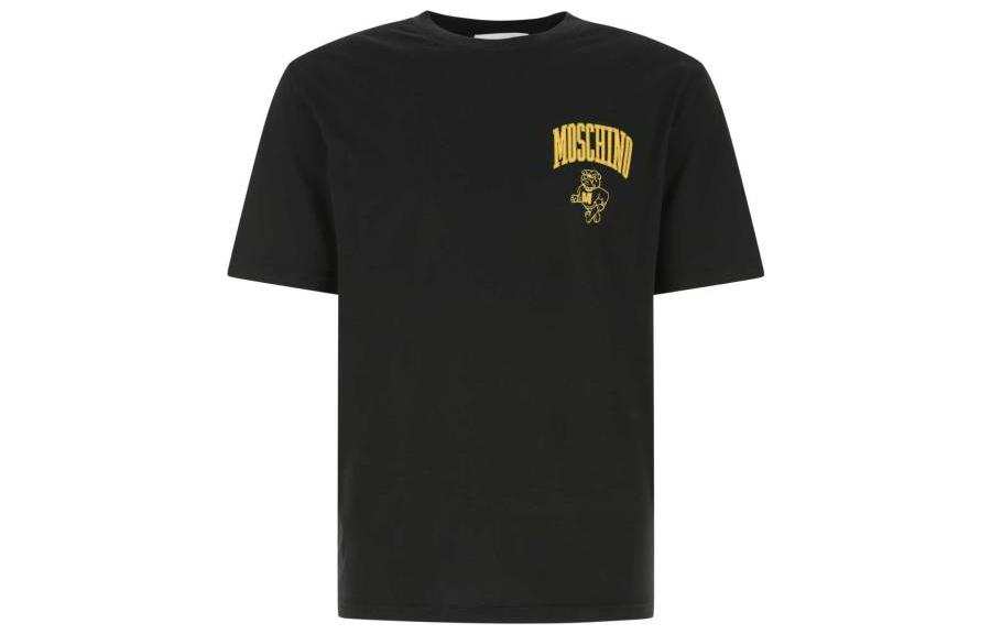 MOSCHINO T Shirts Men's Black Crew Neck Moderate Straight Fit
