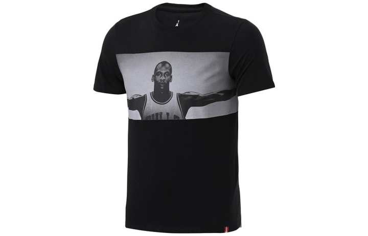 Jordan Jordan T Shirts Men's Black Crew Neck Moderate Straight Fit