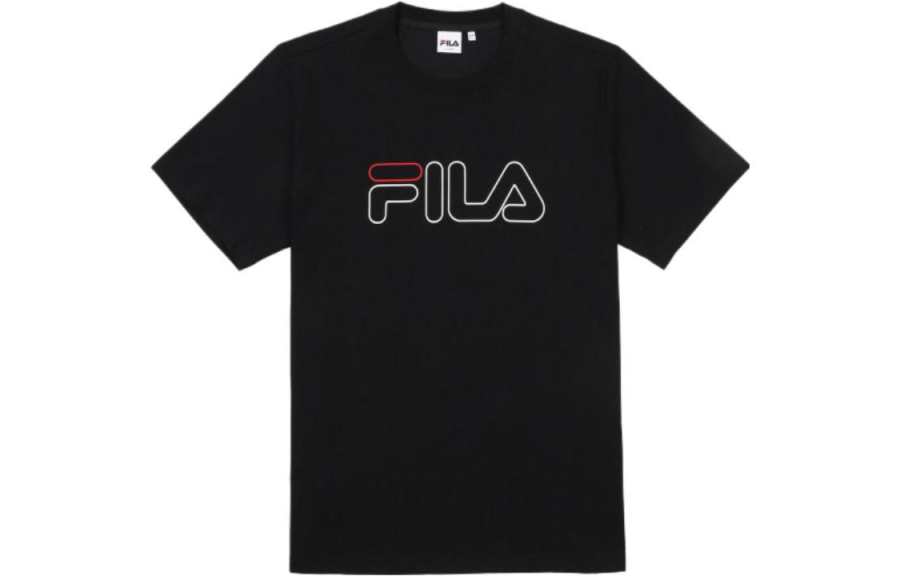 FILA T Shirts Men's Black Crew Neck Moderate Straight Fit