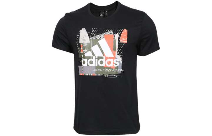 Adidas Adidas T Shirts Men's Black Crew Neck Moderate Straight Fit