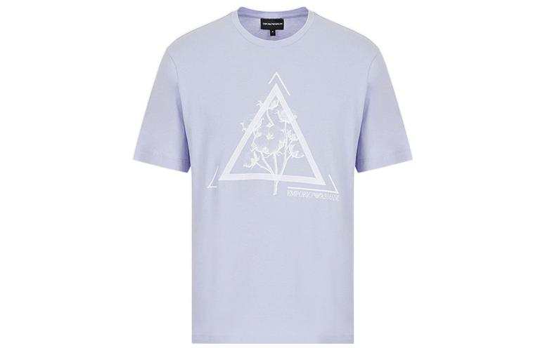 EMPORIO ARMANI T Shirts Men's Light Purple Crew Neck Moderate Straight Fit
