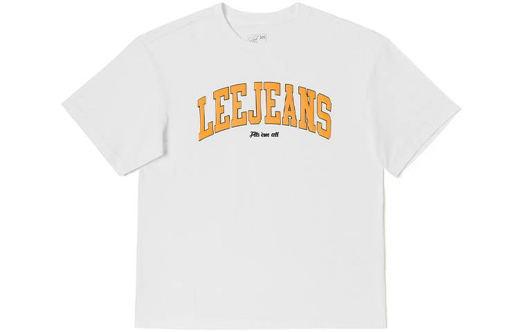 Lee T Shirts Unisex White Crew Neck Moderate Straight Fit
