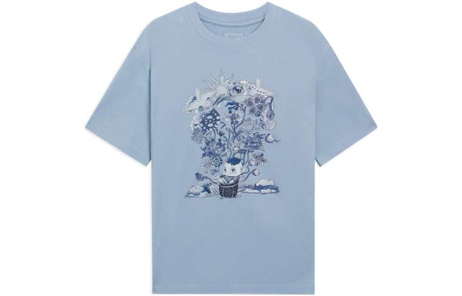 Li-Ning Li Ning Sports Trendy Collection T Shirt Men's Soft Gray Blue