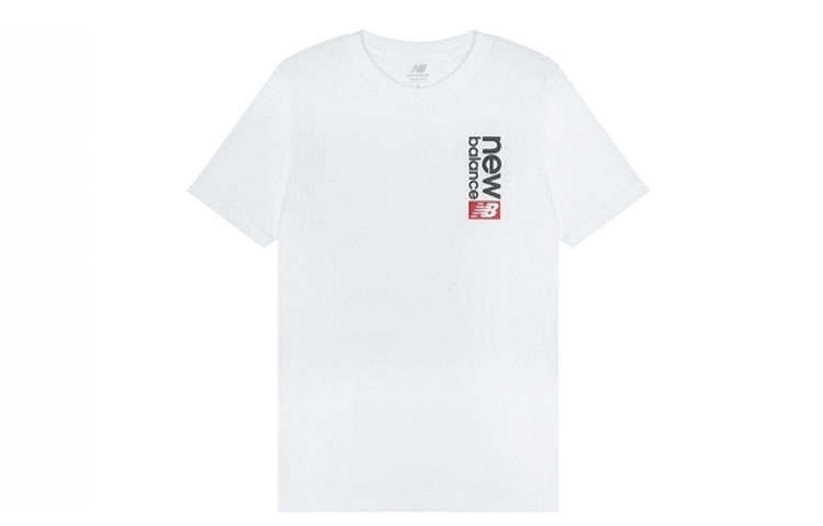 New Balance New Balance T Shirts Men's White Crew Neck Moderate Straight Fit