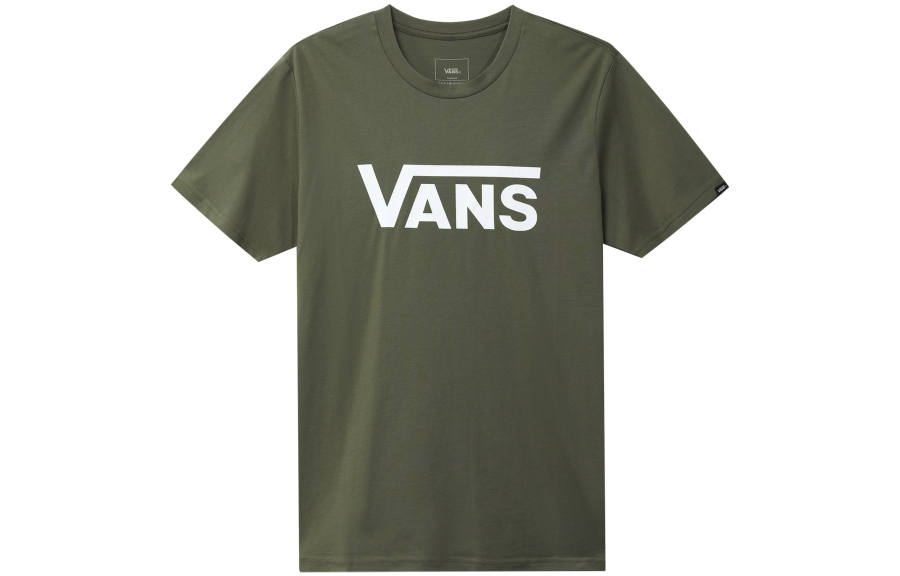 Vans T Shirts Men's Army Green Crew Neck Moderate Straight Fit