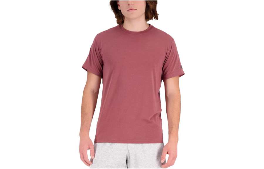 New Balance New Balance T Shirts Men's Red Crew Neck Moderate Straight Fit