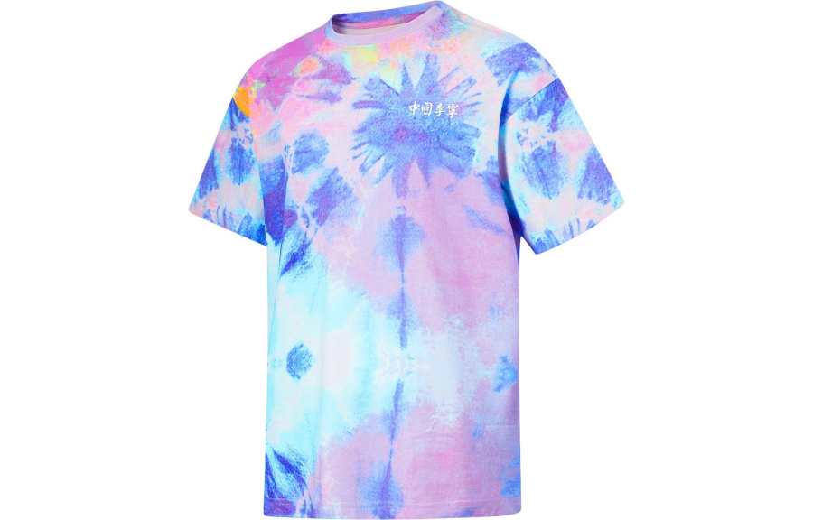 Li-Ning Li Ning T Shirts Unisex Kaleidoscope Multicolor Crew Neck Moderate Straight Fit