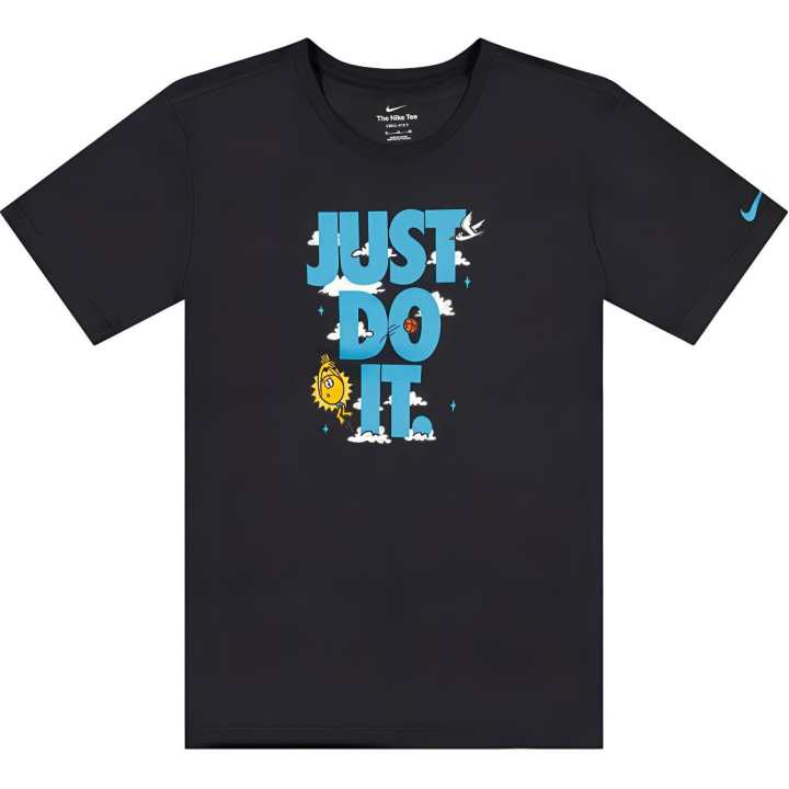 Nike Nike T Shirts Men's Black Crew Neck Moderate Straight Fit