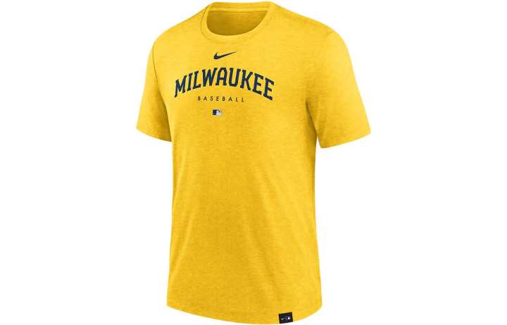 Nike Nike T Shirts Men's Yellow Crew Neck Moderate Straight Fit