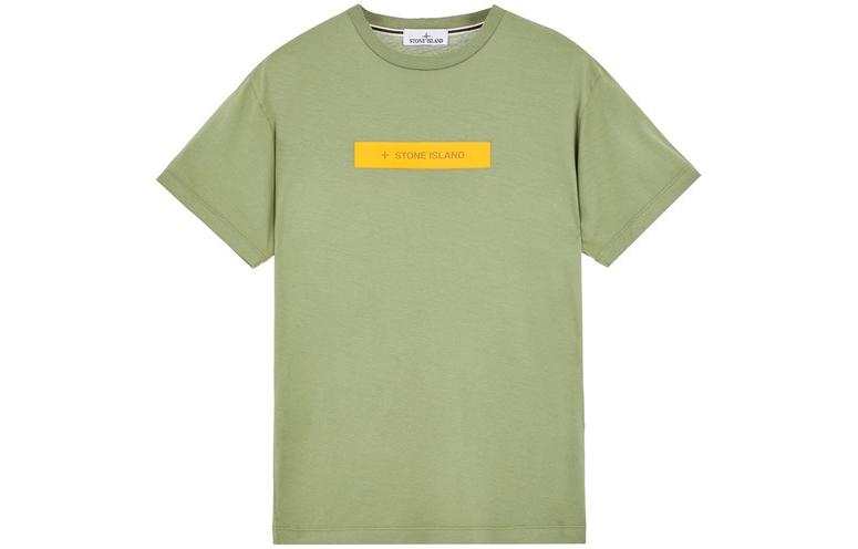 STONE ISLAND T Shirts Unisex Gray Green Crew Neck Moderate Straight Fit