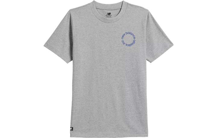New Balance New Balance T Shirts Men's Gray Crew Neck Moderate Straight Fit