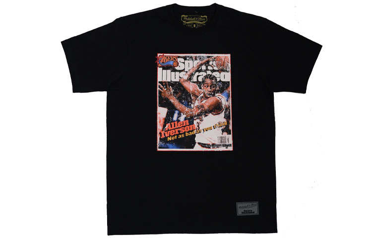 Mitchell Ness x TIYUHUABAO,LIANMINGKUAN Set in Sleeve T Shirt Unisex Black