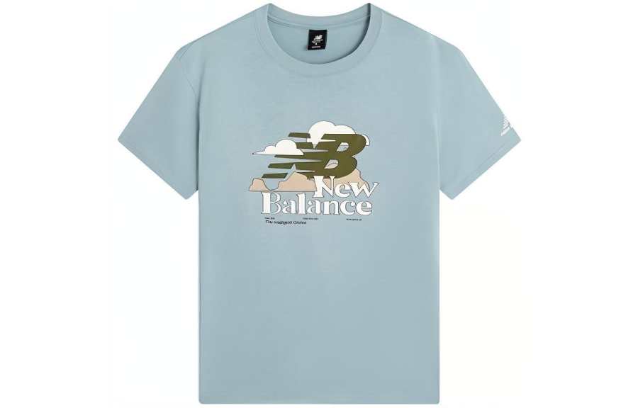 New Balance New Balance T Shirts Men's Haze Blue Crew Neck Moderate Straight Fit