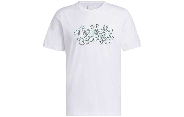 Adidas Adidas T Shirts Men's White Crew Neck Moderate Straight Fit