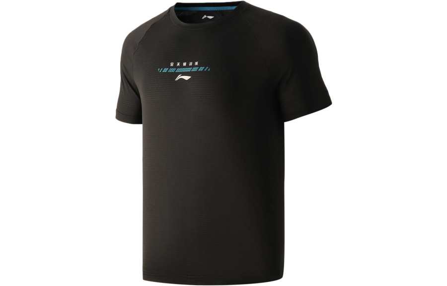 Li-Ning Li Ning Training Series T Shirts Men's Black Crew Neck Moderate Straight Fit