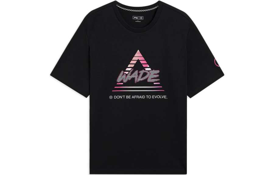 Li-Ning Li Ning Wade Collection T Shirts Unisex Black Crew Neck Moderate Straight Fit
