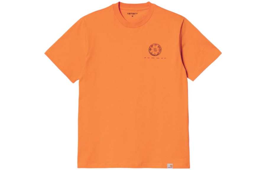 Carhartt WIP T Shirts Men's Orange Crew Neck Moderate Straight Fit