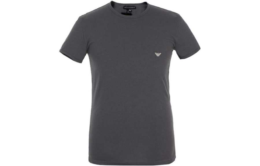 EMPORIO ARMANI T Shirts Men's Gray Crew Neck Moderate Straight Fit