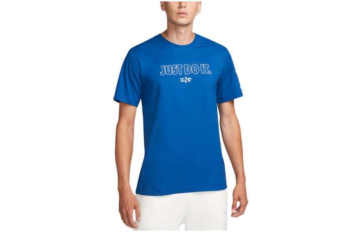 Nike Nike T Shirts Men's Blue Crew Neck Moderate Straight Fit