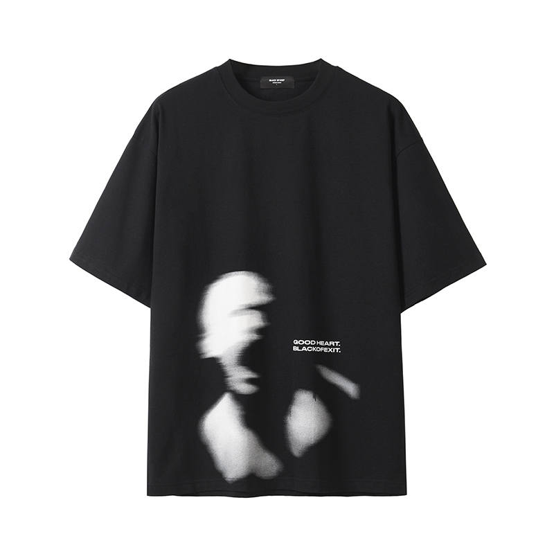 BLACK OF EXIT BLACK OF EXIT T Shirts Unisex Black Crew Neck Moderate Straight Fit