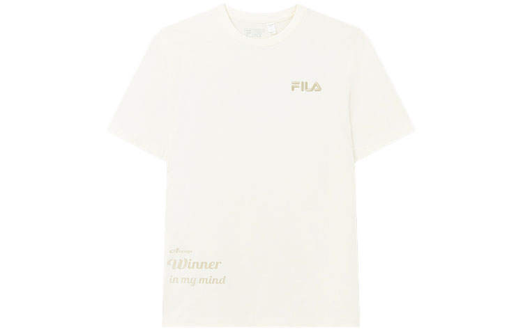 FILA T Shirts Men's Ivory Crew Neck Moderate Straight Fit