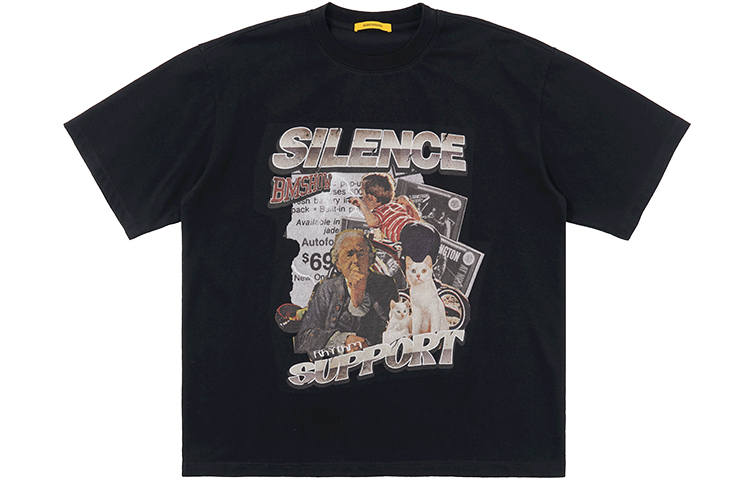 BENMYSHOWER T Shirts Men's Black Crew Neck Moderate Straight Fit