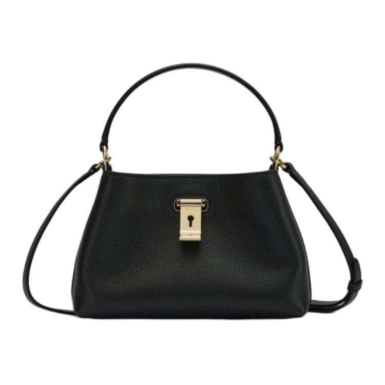 BALLY Lock Me Cow Leather Handbag, Shoulder Bag Mini Women's Black