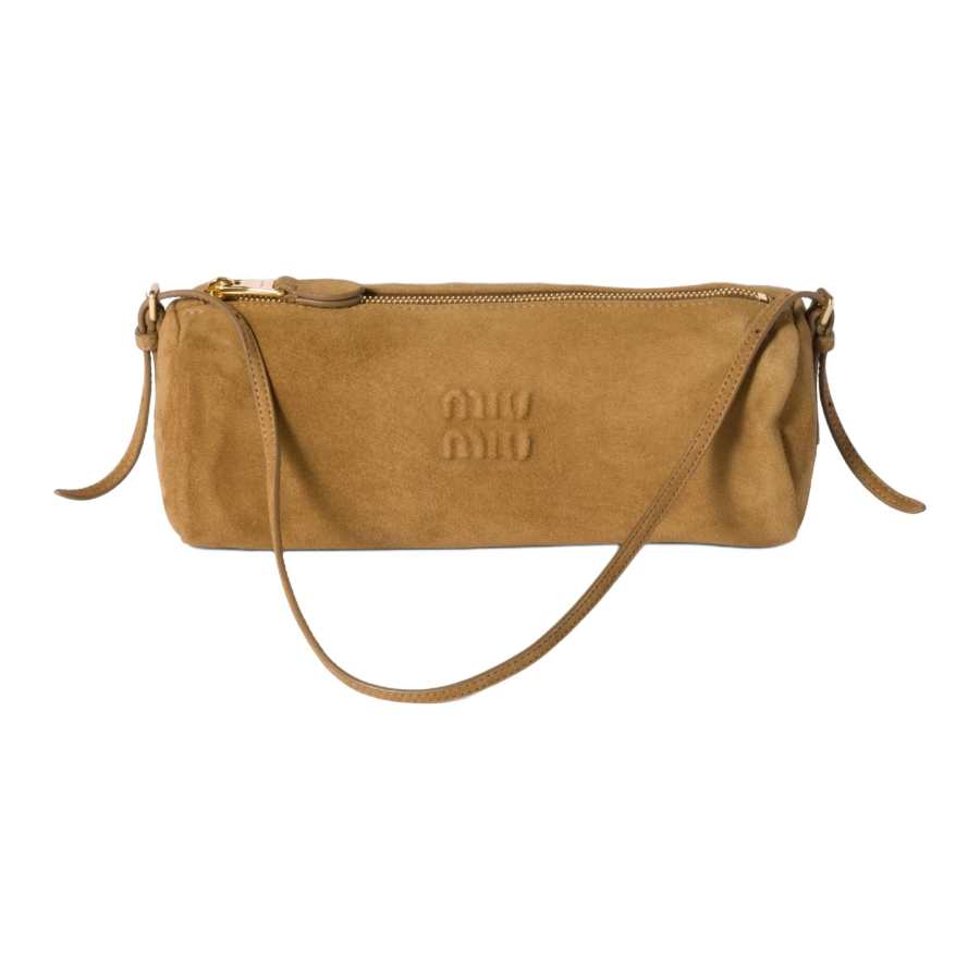 MIU MIU Calf Suede Pen Holder Bag, Shoulder Bag Women's Camel Brown