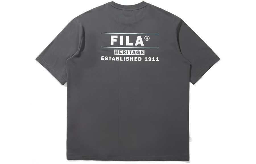 FILA T Shirts Unisex Gray Crew Neck Moderate Straight Fit