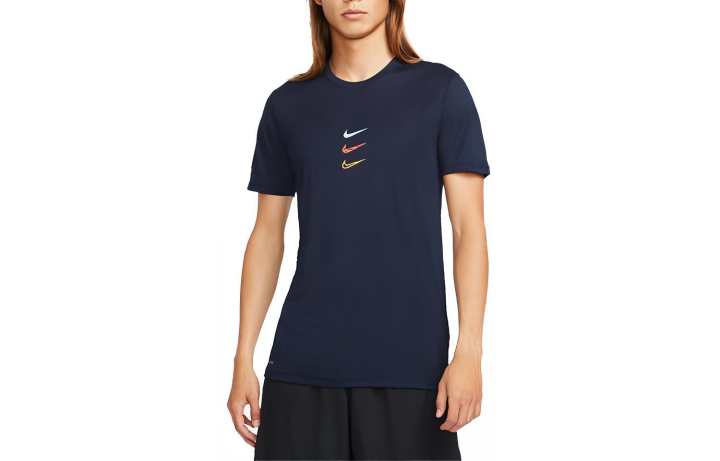 Nike Nike T Shirts Men's Blue Crew Neck Moderate Straight Fit