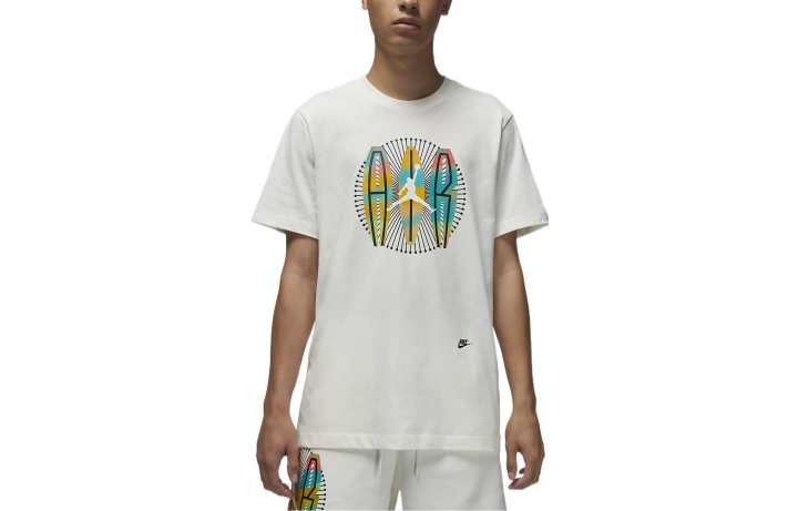 Jordan Jordan T Shirts Men's White Crew Neck Moderate Straight Fit